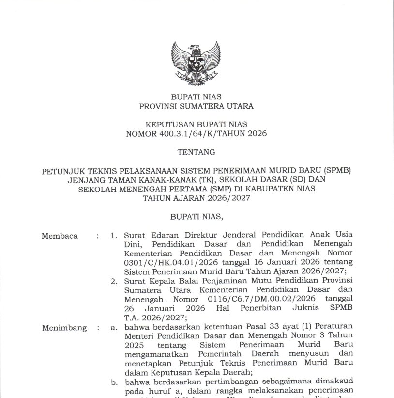 PETUNJUK TEKNIS SISTEM PENERIMAAN MURID BARU (SPMB) TAHUN AJARAN 2026/2027